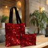 Red Glitter Tote  Makeup Bag Set